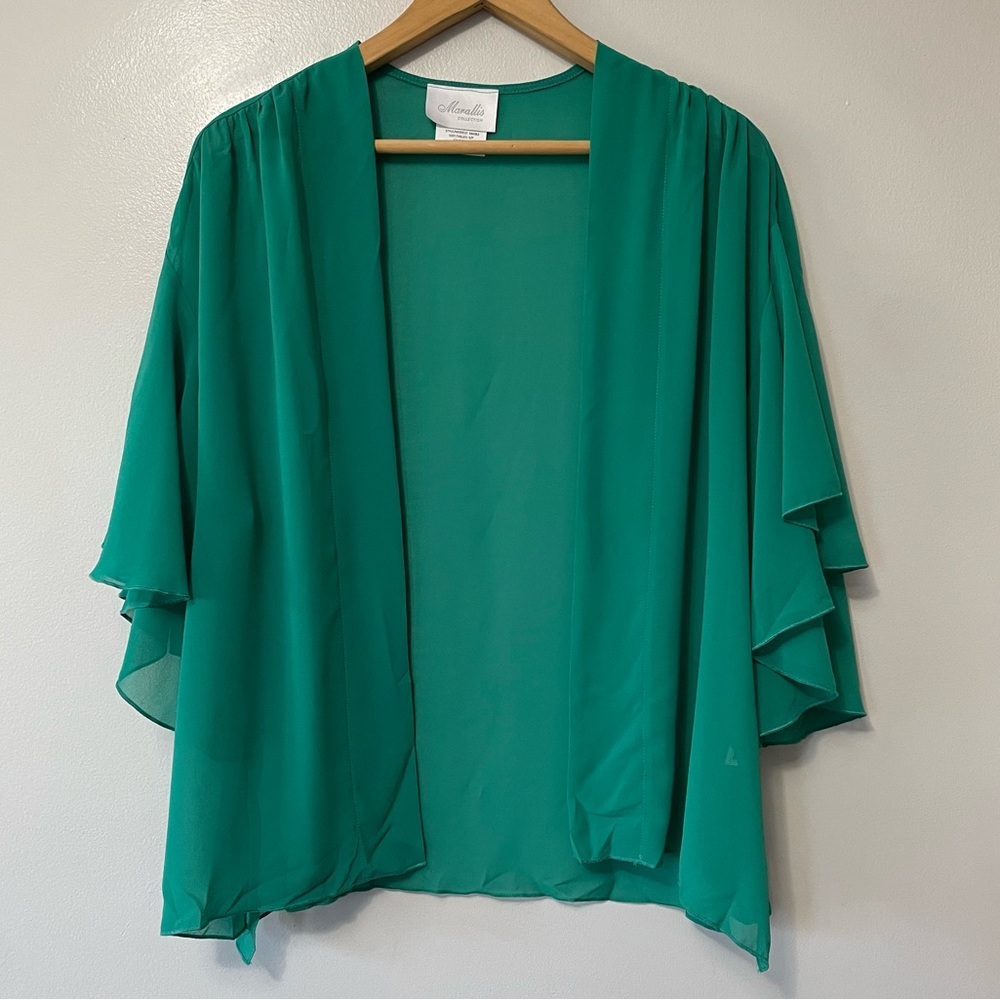 New Marallis Green Chiffon Bolero Cardigan Top Cover Up Size Small bin 1L
